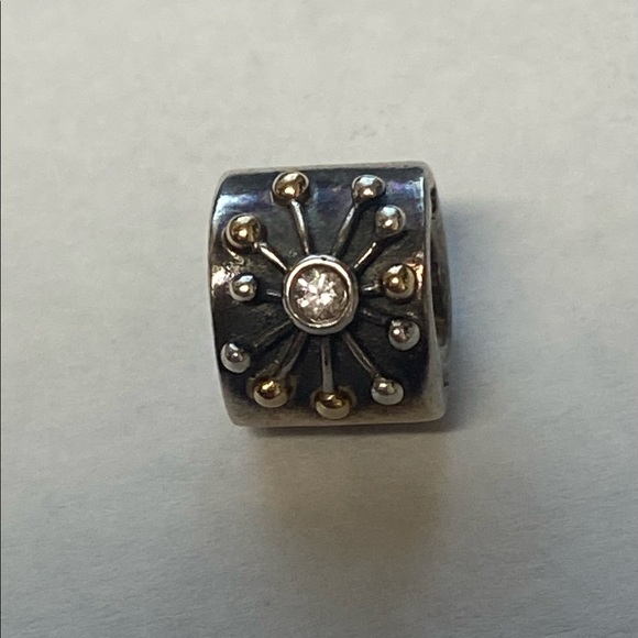 PANDORA DESERT STAR CHARM TWO TONE BEAD: SILVER WITH 14K GOLD #790188CZ - Picture 7 of 10